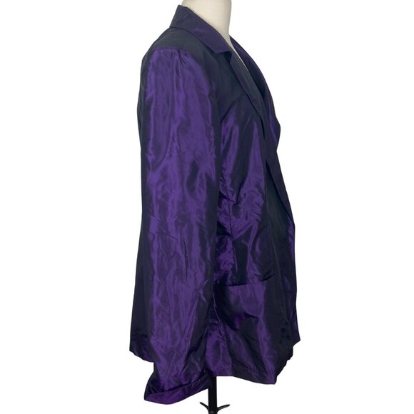 Vintage Gianfranco Ferre Purple Silk Blazer Jacket 50 it 14 US Made In Italy NEW - Picture 8 of 13